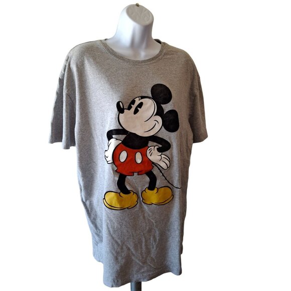 Disney Mickey Mouse Unisex Graphic T Shirt XL Gray Streetwear Nostalgia - Picture 1 of 5